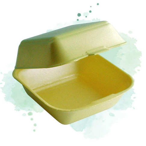 Coquille plastique PSE jaune double  130x132mm H68mm