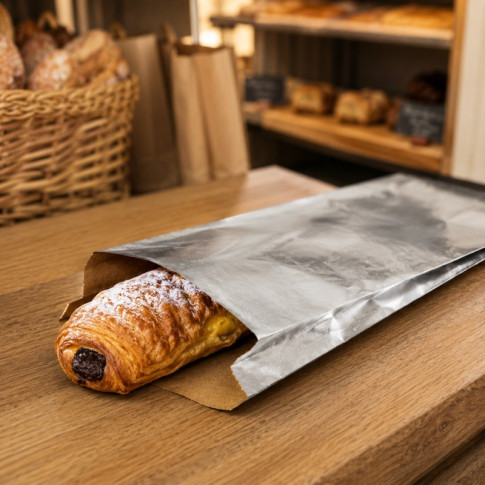 Sac aluminium avec intérieur kraft brun  90x220mm H40mm