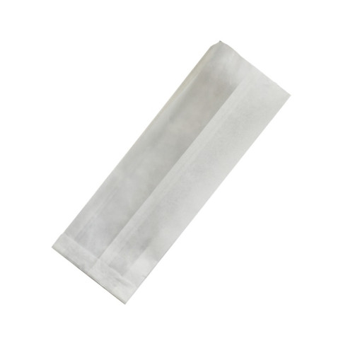 Sac sandwich blanc ingraissable en papier kraft à fenêtre cristal et 6 cm de soufflet 110x40mm H310mm
