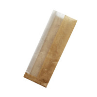 Sac sandwich brun en papier kraft à fenêtre cristal et 4 cm de soufflet 110x40mm H310mm