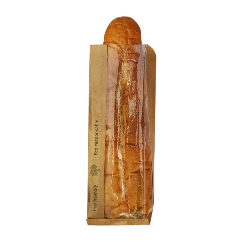Sac sandwich papier brun à fenêtre en PLA 110x40mm H320mm