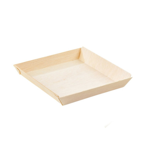Barquette carrée en bois "Samouraï" 132x131mm H19mm