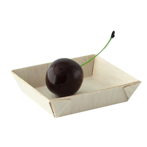 Barquette carrée en bois "Samouraï"  60x60mm H15mm