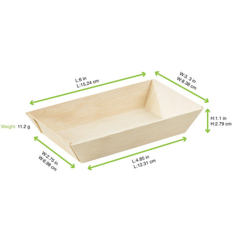 Barquette rectangulaire en bois "Samouraï"  155x85mm H28mm