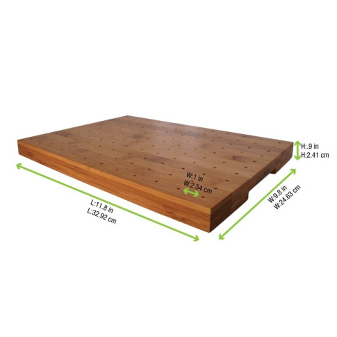 Support en bambou rectangulaire pour 120 piques 300x250mm H23mm