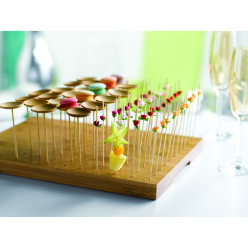 Support en bambou rectangulaire pour 120 piques 300x250mm H23mm