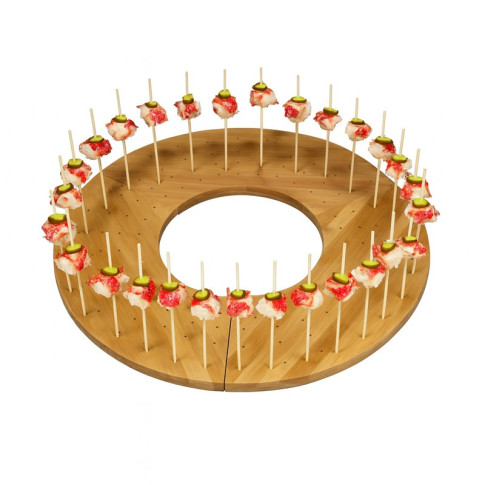 Support en bambou forme donuts pour 40 piques 406x180mm H16mm
