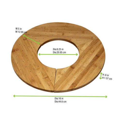 Support en bambou forme donuts pour 40 piques 406x180mm H16mm