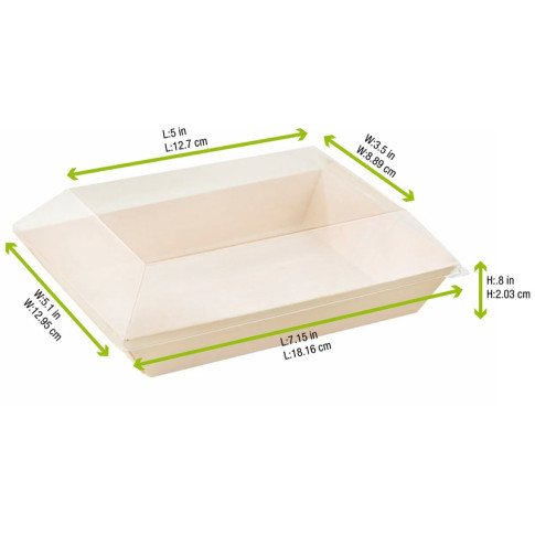 Couvercle Samourai dôme transparent en plastique PET transparent pour assiette 131x182mm H24mm