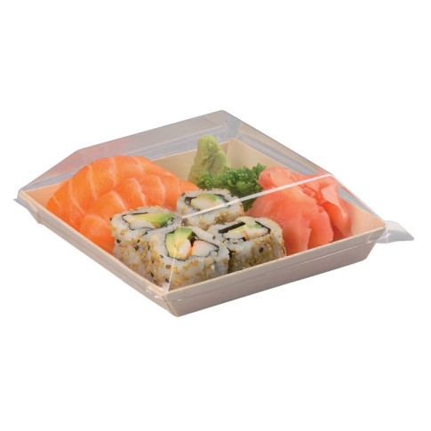Couvercle Samourai dôme transparent en plastique PET transparent pour assiette 130x130mm H20mm