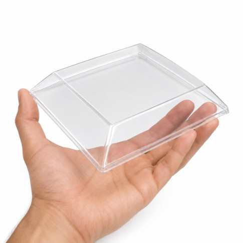 Couvercle Samourai dôme transparent en plastique PET transparent pour barquette 207x207mm H35mm
