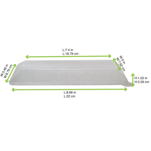 Couvercle Samourai dôme transparent en plastique PET transparent pour barquette 224x93mm H25mm