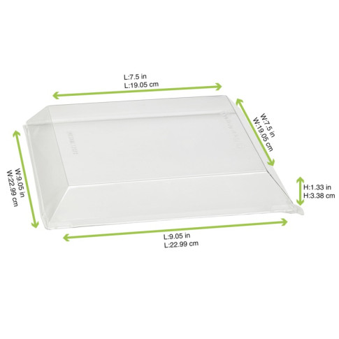 Couvercle Samourai dôme transparent en plastique PET transparent pour barquette 230x230mm H34mm