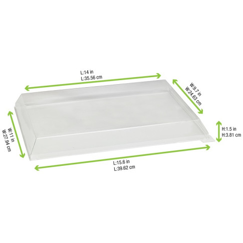 Couvercle Samourai dôme transparent en plastique PET transparent pour barquette 390x280mm H40mm