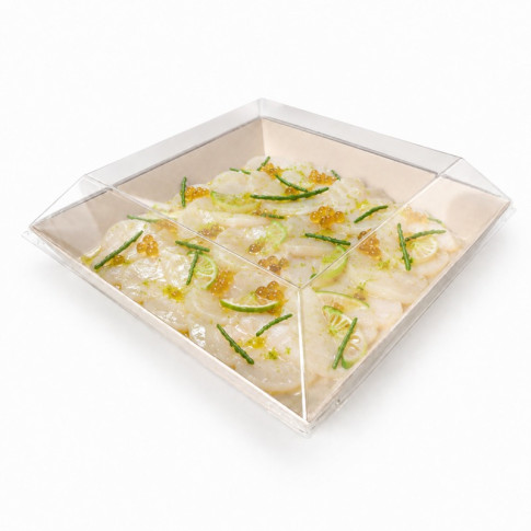 Couvercle Samourai dôme transparent en plastique PET transparent pour barquette 288x285mm H40mm