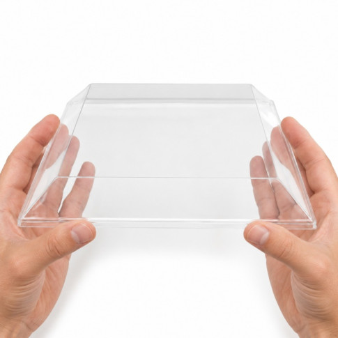 Couvercle Samourai dôme transparent en plastique PET transparent pour barquette 288x285mm H40mm