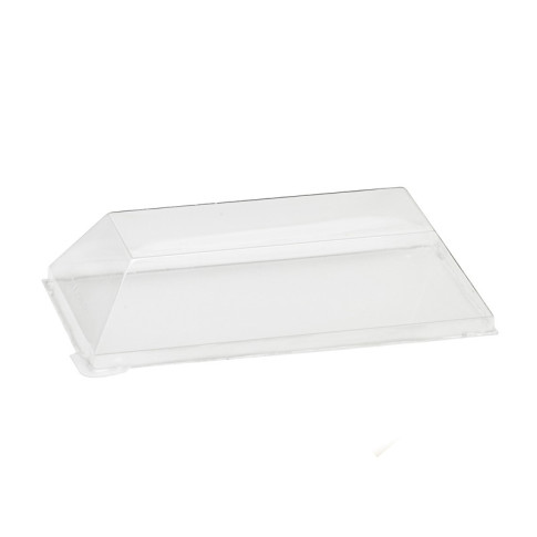 Couvercle Samourai dôme transparent en plastique PET transparent pour barquette 135x70mm H32mm