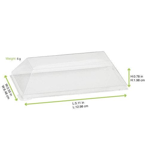 Couvercle Samourai dôme transparent en plastique PET transparent pour barquette 135x70mm H32mm