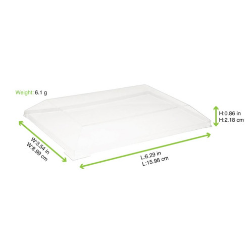 Couvercle Samourai dôme transparent en plastique PET transparent pour barquette 162x90mm H23mm