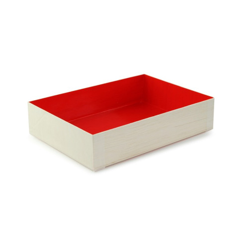 Boite bois intérieur rouge "Samouraï"  165x120mm H36mm