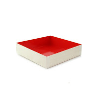 Boite bois intérieur rouge "Samouraï"  160x160mm H36mm