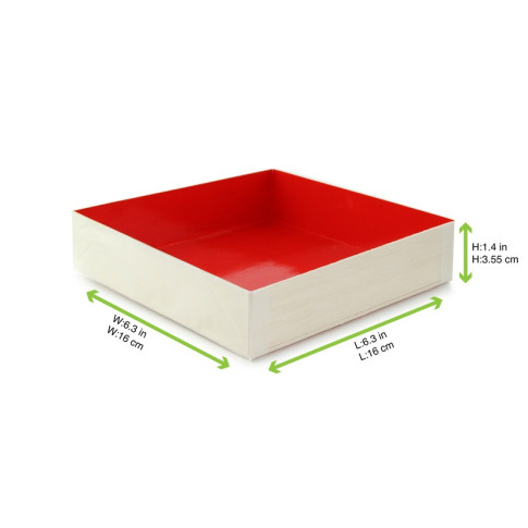 Boite bois intérieur rouge "Samouraï"  160x160mm H36mm