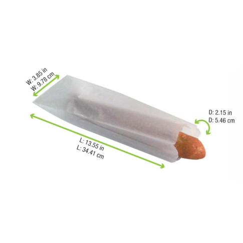 Sac sandwich papier blanc  100x40mm H340mm