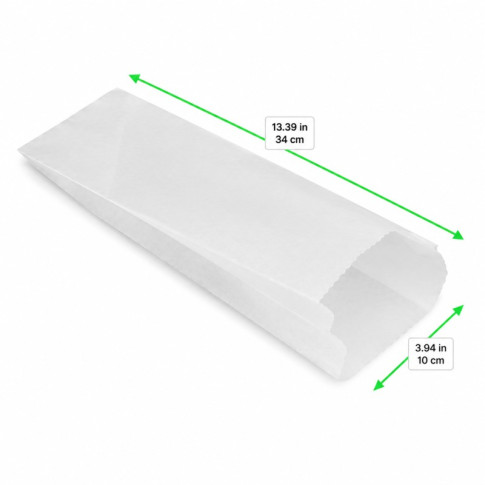 Sac sandwich papier blanc ingraissable  100x40mm H340mm