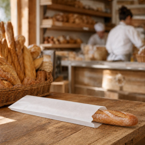 Sac sandwich papier blanc ingraissable  100x40mm H340mm