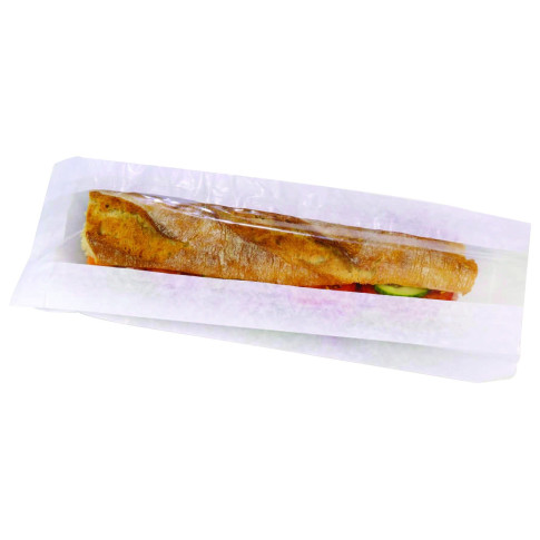Sac sandwich papier blanc à fenêtre 120x40mm H340mm
