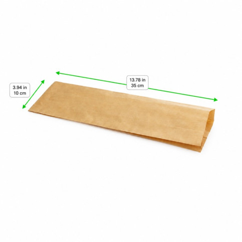 Sac sandwich papier brun  100x40mm H350mm
