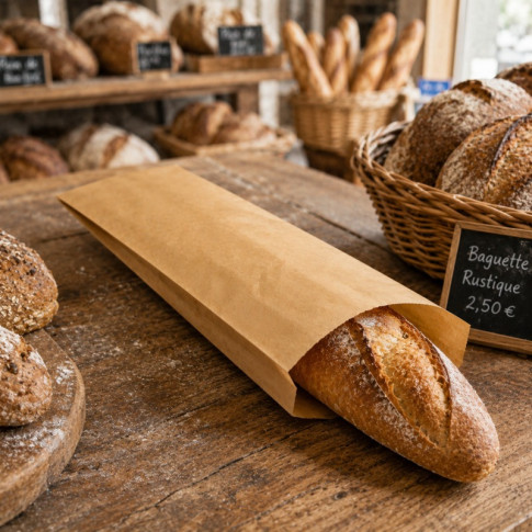 Sac sandwich papier brun  100x40mm H350mm