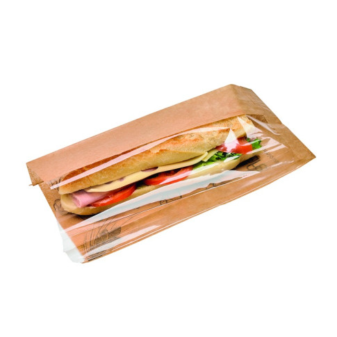 Sac kraft avec fenêtre sur côté et soufflet 120x40mm H340mm