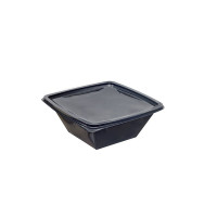 Saladier PET carré noir  195x195mm H70mm 1000ml