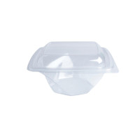 Saladier PET carré transparent vrillé  200x200mm H80mm 1000ml