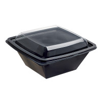 Saladier PET carré noir  160x160mm H70mm 750ml