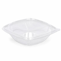 Saladier PET carré transparent  190x190mm H75mm 1000ml