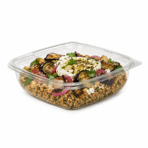 Saladier PET carré transparent  190x190mm H75mm 1000ml