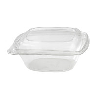 Saladier carré avec couvercle transparent 195x195mm H70mm 1000ml
