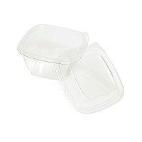 Saladier PET carré transparent  130x130mm H60mm 480ml
