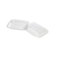 Saladier plastique PET carré transparent avec couvercle 195x195mm H30mm 500ml