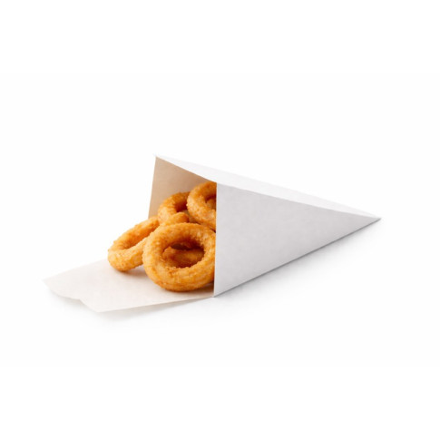 Cône snack refermable carton blanc  90x90mm H190mm