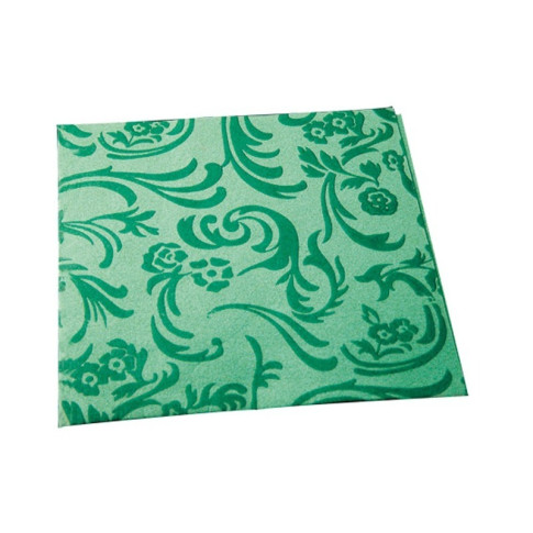Serviette non-tissé damassée vert foncé 400x400mm