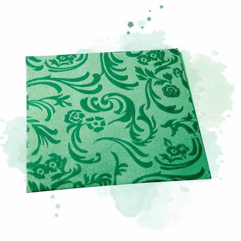 Serviette non-tissé damassée vert foncé 400x400mm
