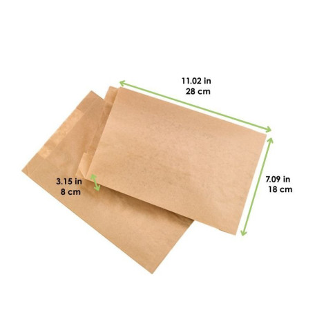 Sac kraft brun ingraissable tout usage  180x80mm H280mm