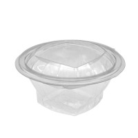 Saladier rond transparent PET avec couvercle attaché   H54mm 375ml