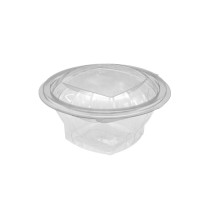 Saladier rond transparent PET avec couvercle attaché   H56mm 500ml