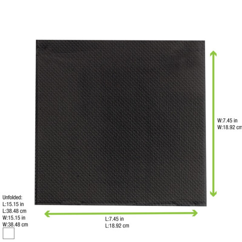 Serviette micropoint noire 2 plis   380x380mm