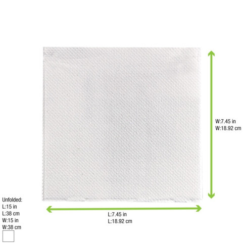 Serviette micropoint blanche 2 plis  380x380mm