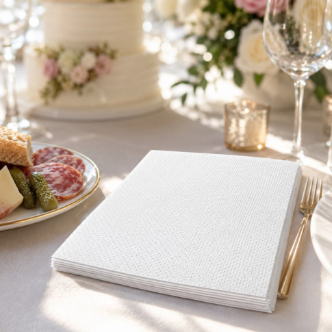 Serviette micropoint blanche 2 plis  380x380mm